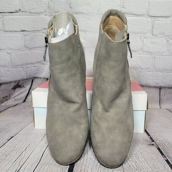 Soul Gray Stretch Haley Almond Toe Wedge Zip-up Booties - Picture 1 of 9
